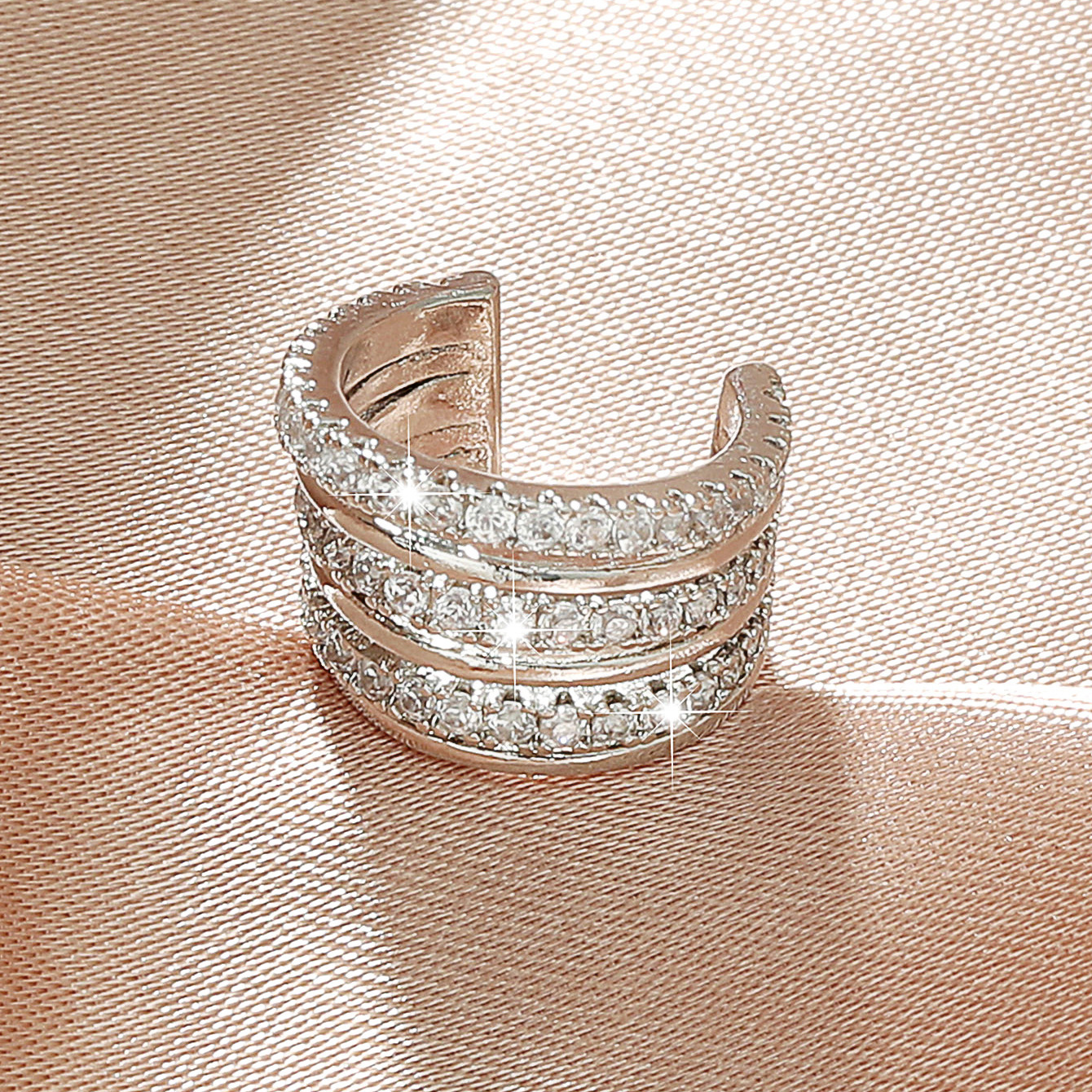 New Zircon C-shaped Multi-layer No-hole Ear Clips Korean Fashion Internet Celebrity Gold Earrings for Women