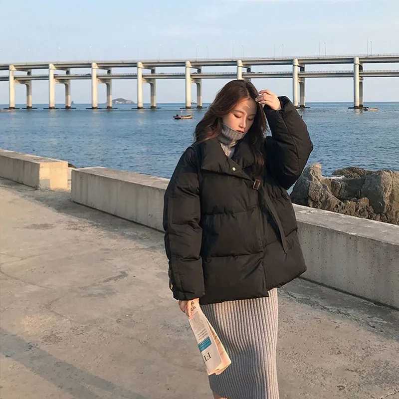Y2K Stand-Up Collar Puffer Parkas Woman Winter Korean Single Breasted Thicken Warm Jacket Mujer Cotton-Padded Loose Parkas CoatT251105