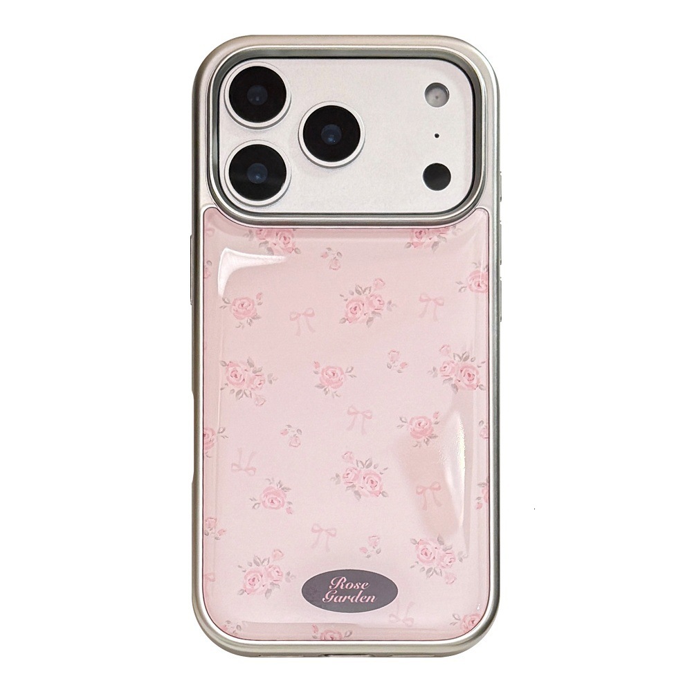 Girly Pink Flower Electroplated Phone Case Suitable for iPhone 17/16 Pro Personalized All-inclusive iPhone 15/14 Anti-fall