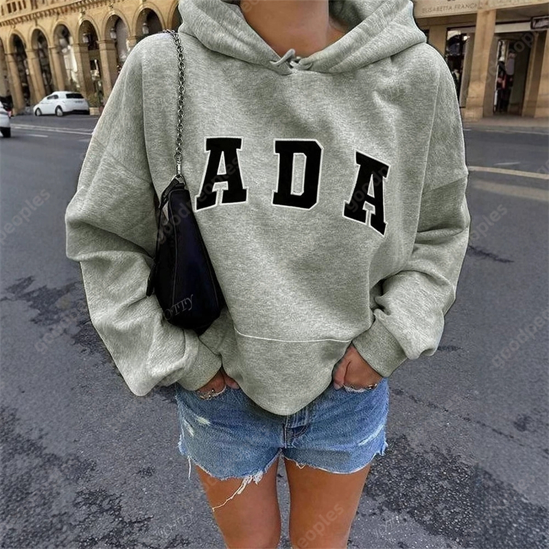 Designer Hoodie Womens Casual Versatile Letter Loose Hoodie Ada Hoodie with Velvet Warmth Womens Clothing
