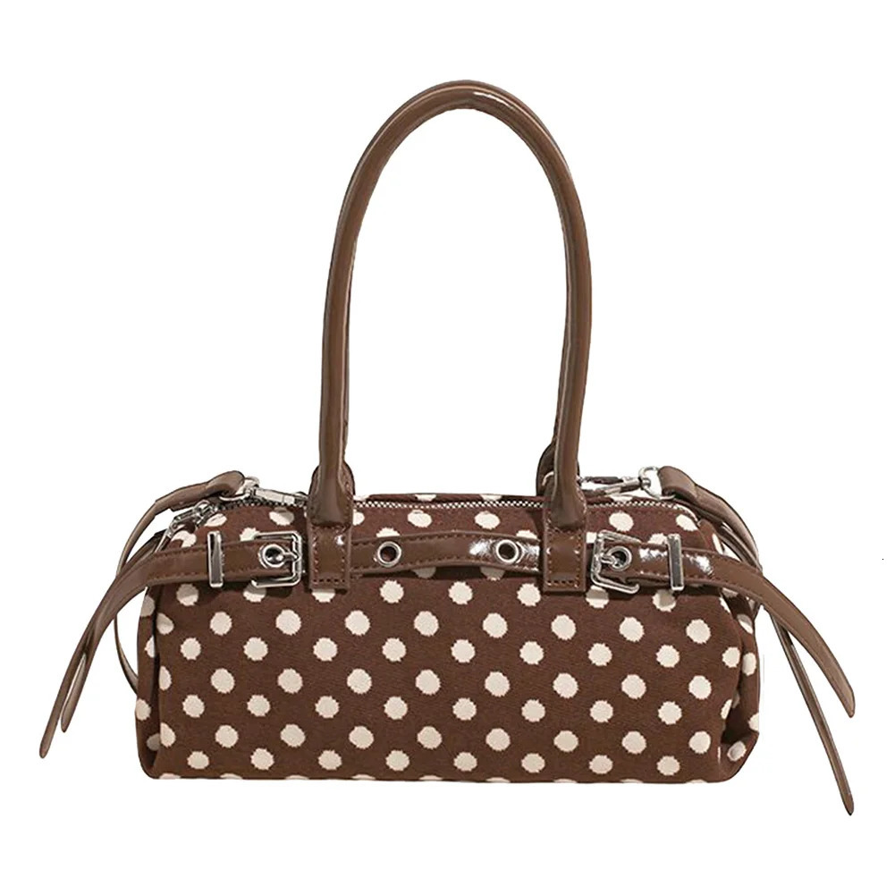 Polka Dot Shoulder Bag with Adjustable Shoulder Strap Handbag Cylindrical Tote Bag for Women Girls Ladies Work Travel Commuting 251031