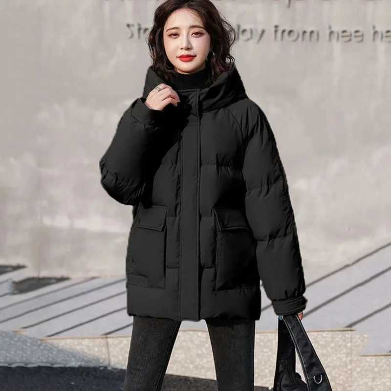 Womens Cotton-Padded Down Jacket Warm Cotton Jacket Korean Fashion Casual Cold Hooded Parker Outerwear WinterT251105