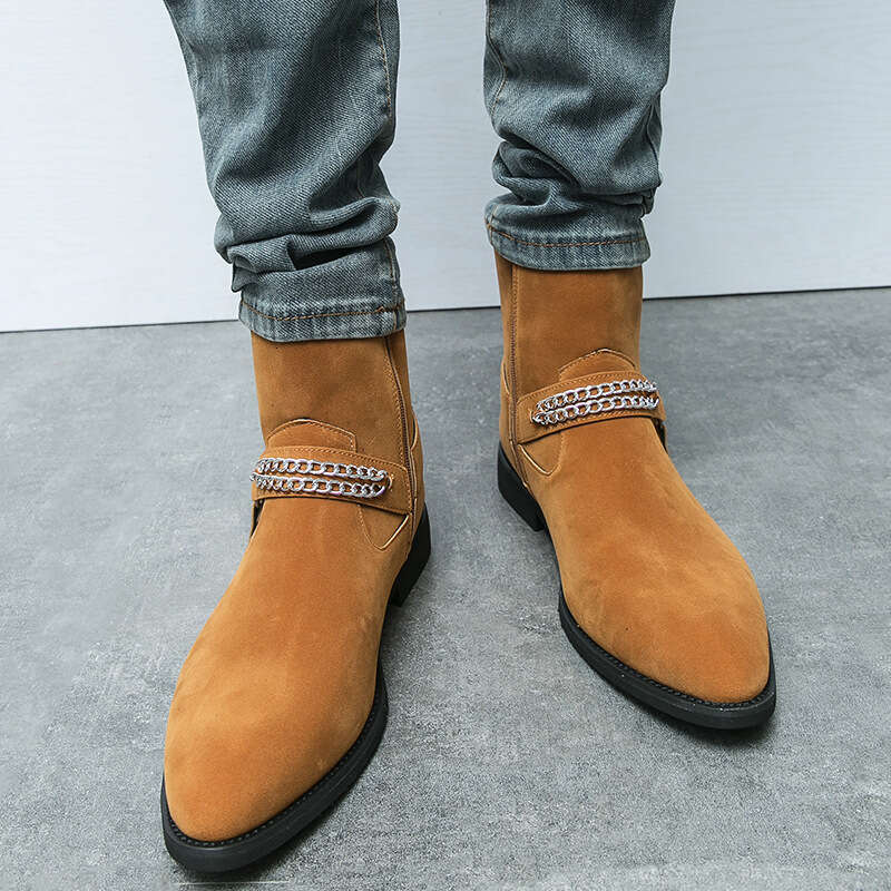 Large Martin Chelsea for men, sizes 36-46, fashionable British zipper men's mid calf cowboy boots