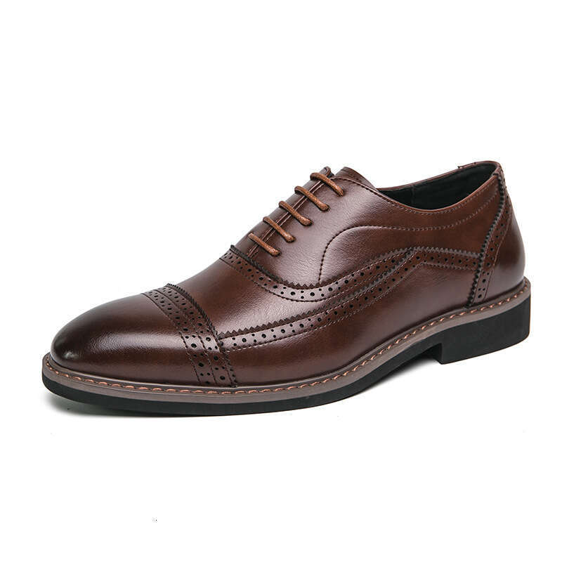 Large carved formal 38-46 new British Block men's three piece leather shoes