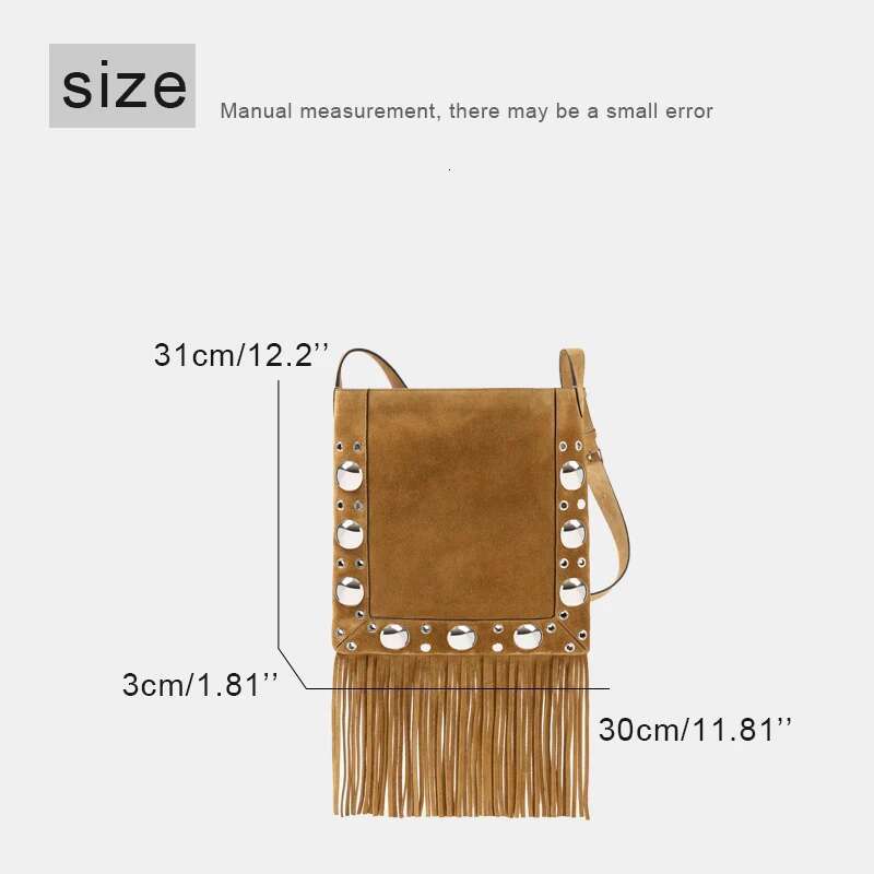 Bohemian Vintage Faux Suede Bags For Women Designer Handbags Purses 2025 New In Tassel Rivet Shoulder Crossbody