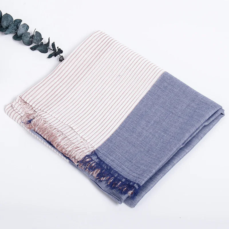 Oversize Winter Modal Scarf Soft Casual Stripe Ring Scarf Long Shawl For Lady Hijab High Quality 100*205cm M256 250403
