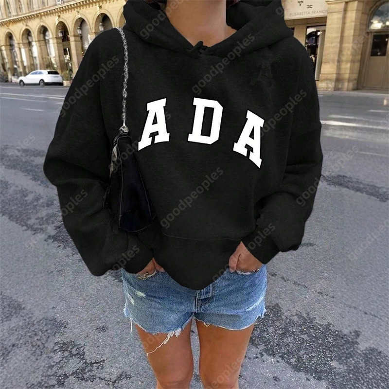 Designer Hoodie Womens Casual Versatile Letter Loose Hoodie Ada Hoodie with Velvet Warmth Womens Clothing