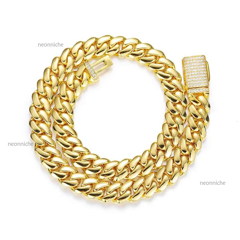 10-20mm Width Hip Hop Heavy Large Miami Cuban k Chain Mens Necklace Real Gold Plated topBg 5A Zircon Clasp Men Jewelry