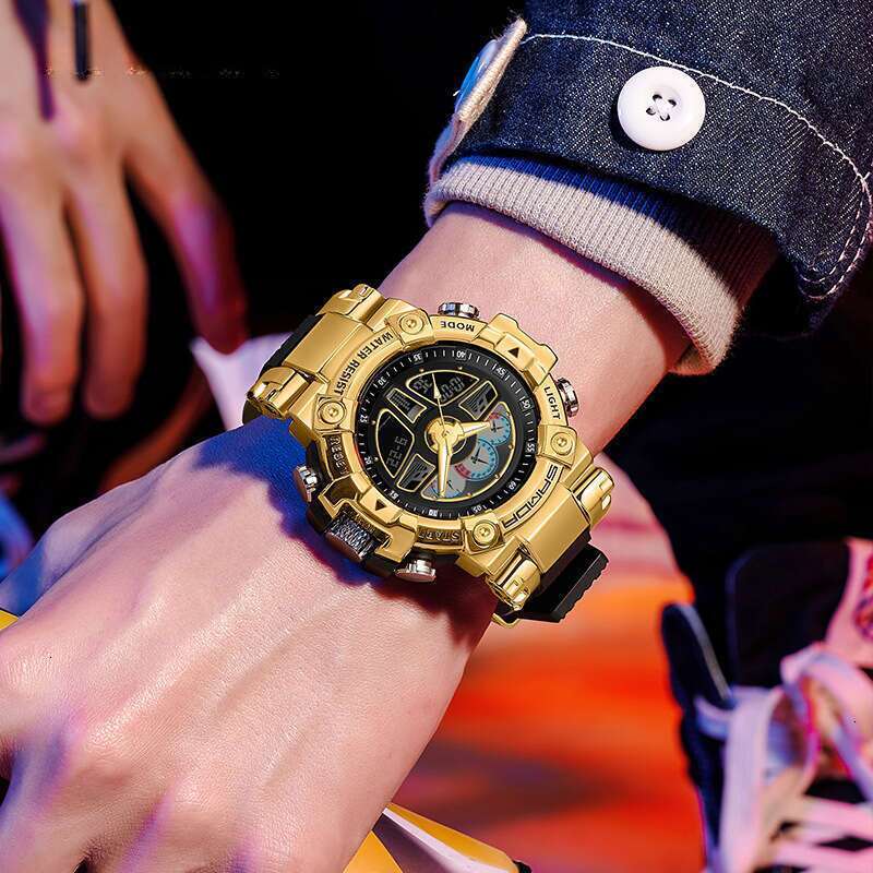 DHwatches Sanda Raised Hand Light Black Technology Luminous Fluorescent Multi-Function Harajuku Style Steering Wheel Sports Waterproof Men's Watc