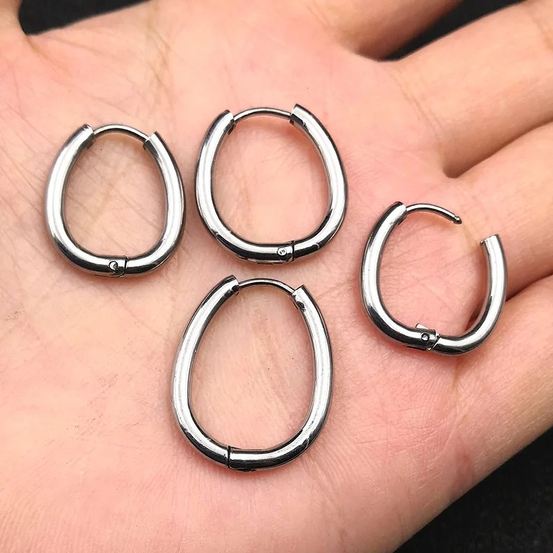 10pcslot Gold Stainless Steel Water Drop Hoop Earrings Black Geometry Oval Earrings for Women Female Jewelry Wholesale 251131