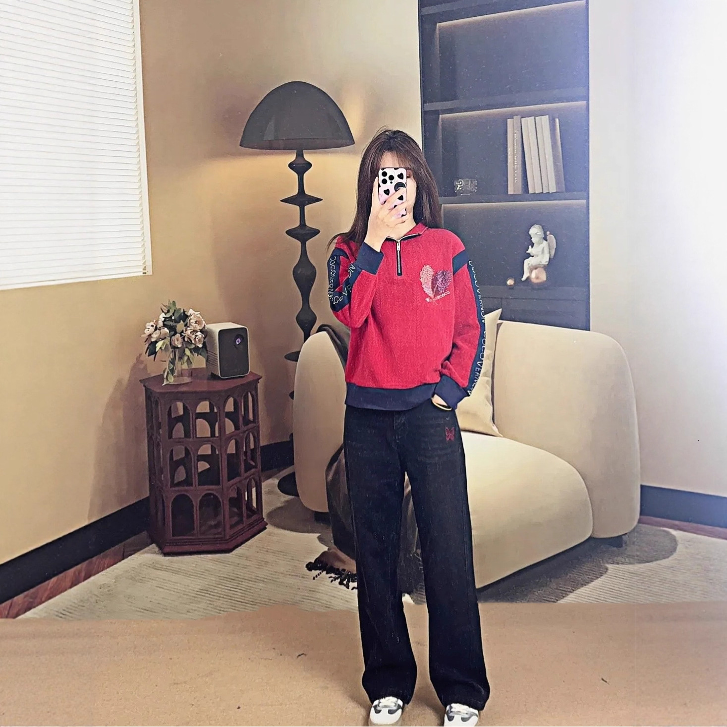 Autumn Design Sense Butterfly Straight Slimming Wide-Leg Jeans Retro Craft Korean Style Elegant Niche Pants Women's Clothing ddmymoon