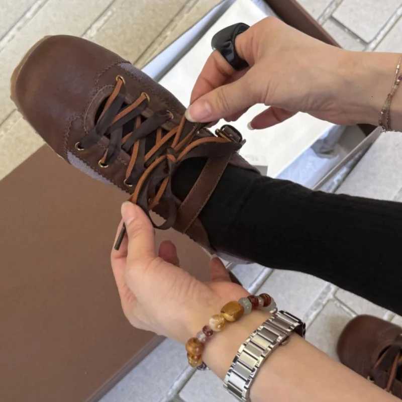 2025 New Spring Mary Jane Cross Strap Flats Shoes Wen Fion Elegant Round Toe Ladies Cfort Soft Sole Balleri Shoes Y251105