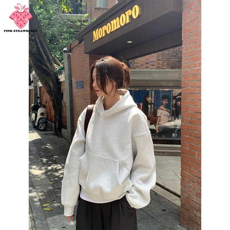 Oversize Solid Color Hoodie Women Autumn Winter 2025 New White Long sleeves Pullover Casual Sweatshirt Y2K Tops Ladies clothingT251105