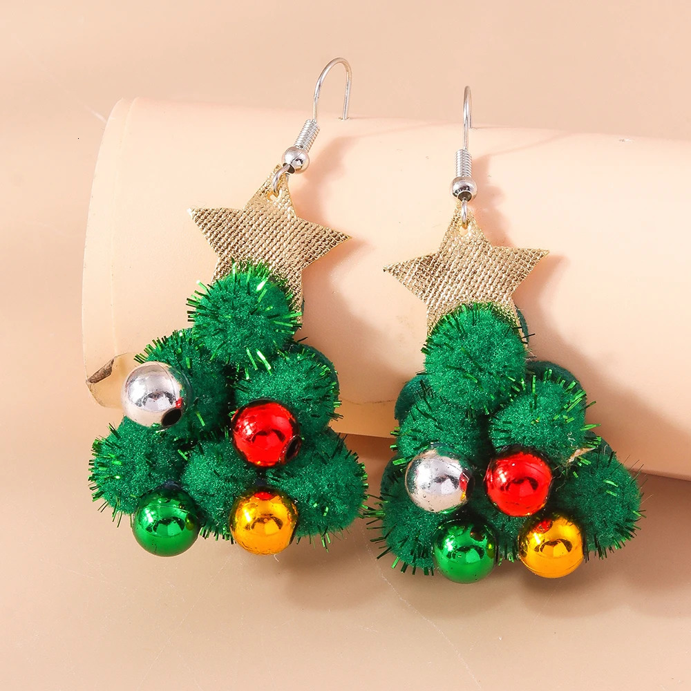 Aihua 3D Cute Cartoon Christmas Earrings Kawaii Fluffy Decoration Tree Deer Bell Earrings for Women Xmas Year Gifts 251131