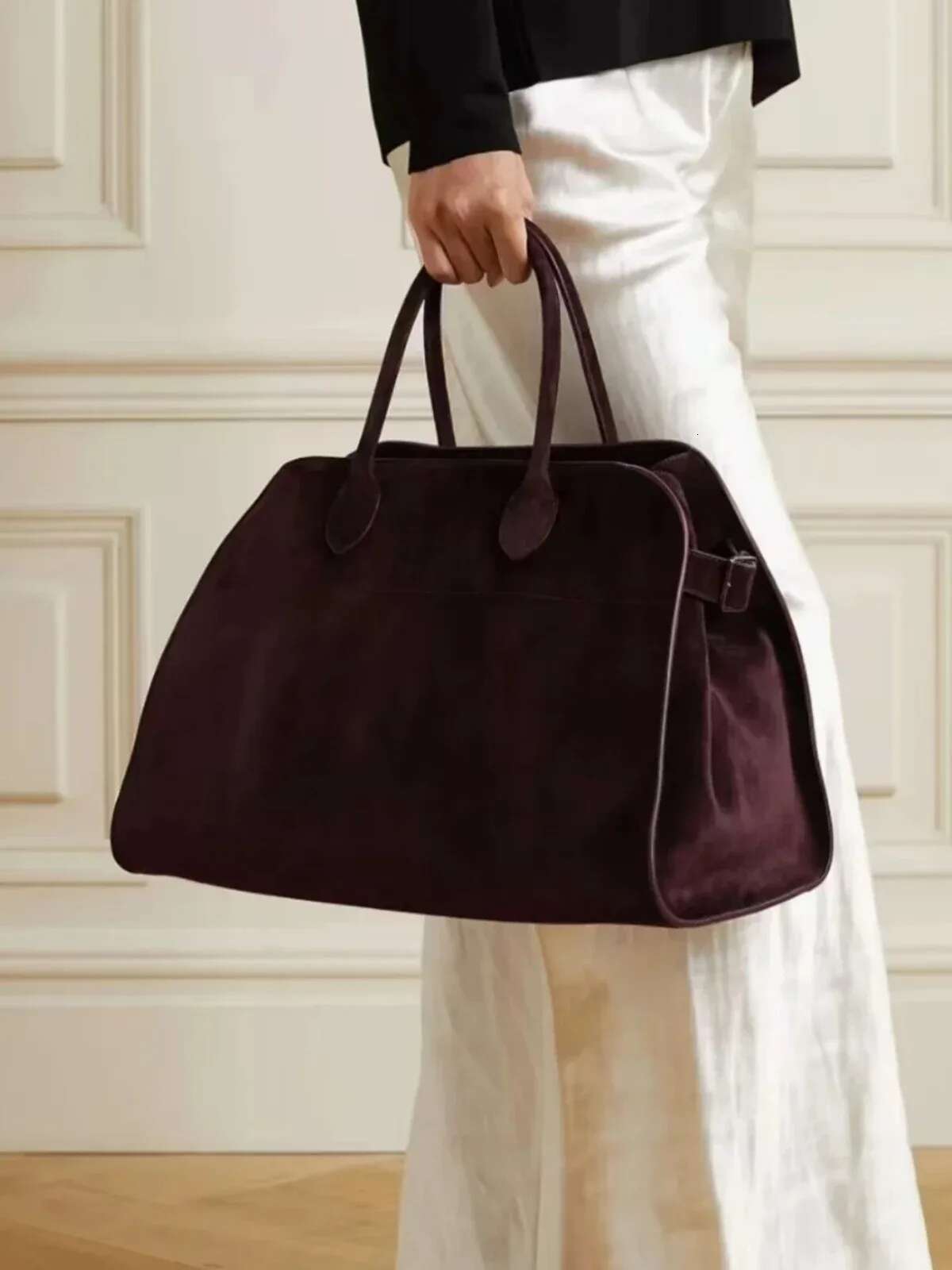 High Quality Margaux 15 Cowhide Handbag Shoulder Margaux15 Soft Genuine Leather Large Capacity Suede Tote Bag