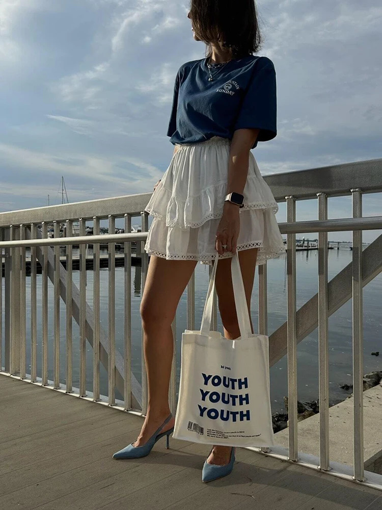 Womens casual Bohemian ruffled tight Skorts high waisted mini skiing golf tennis crochet shorts 250401