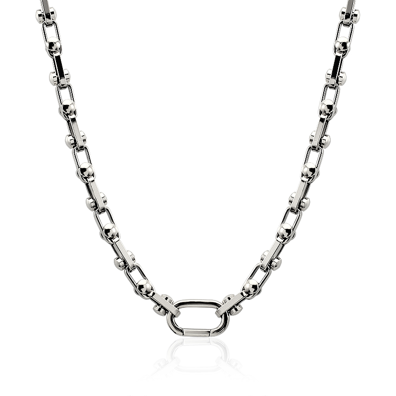 High Quality Stainless Steel 18K Gold Plated Non Tarnish Thick Nut Link Chain Necklace Bracelet Set Women Men