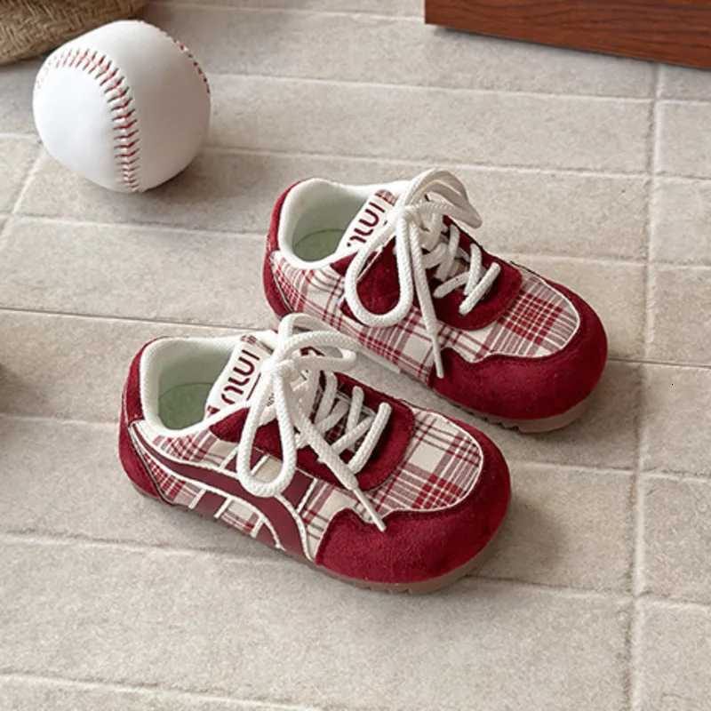 Fashion Plaid Boys Girls Casual Shoes PU Hook Loop Children Sneakers Spring Autumn Soft Non Slip Toddler Kids Sport ShoesT251105