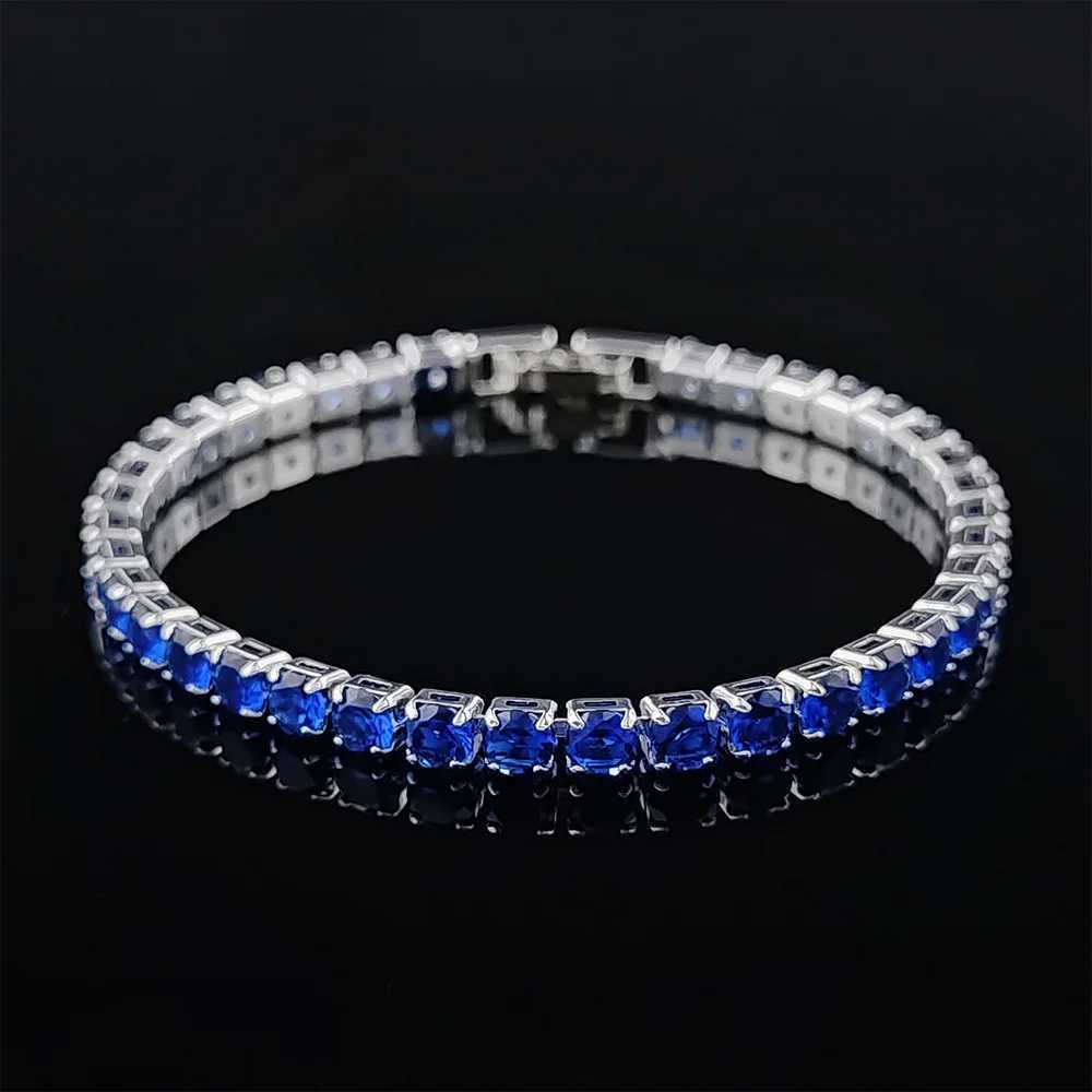 Rose Gold Silver Color 3mm 4mm 5mm Pink Blue Green Red Tennis Bracelet Bangle for Women Wedding Fashion Jewelry Party Gift S4777XJ251105