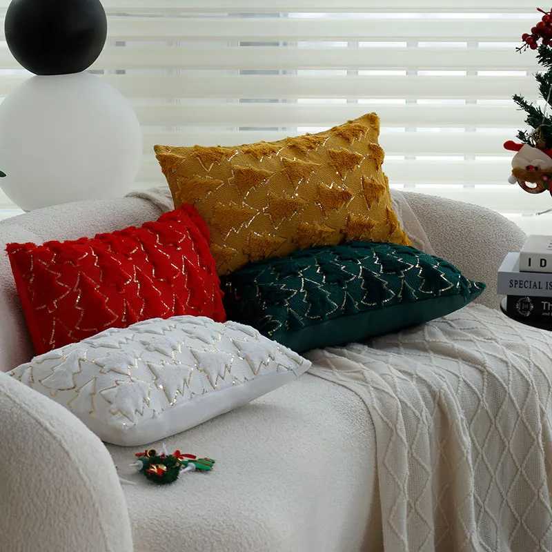 30x50 Christmas Tree Plush Decorative Cushion Cover Sequin Throw Pillow Cover for Living Room Sofa Bedroom Christmas Decoration Y251105