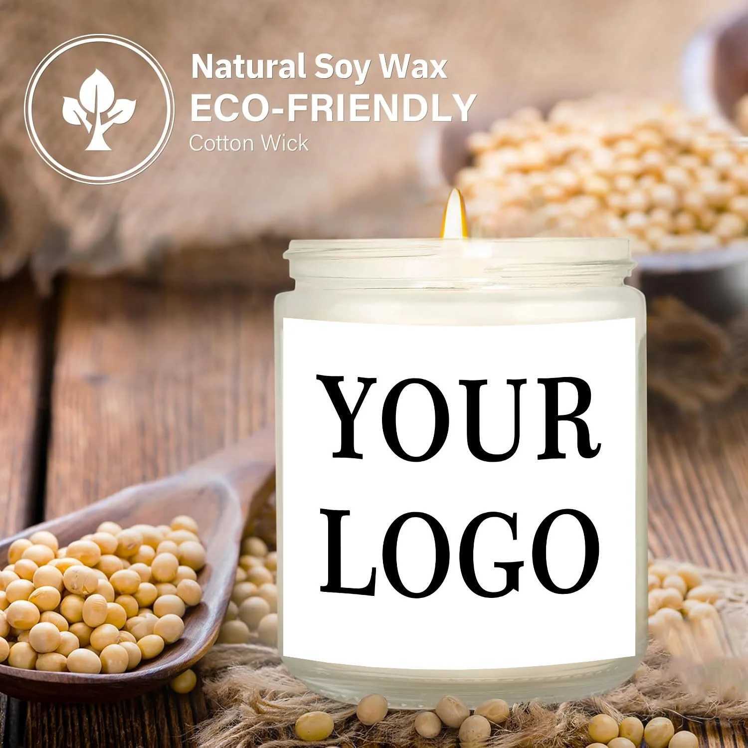 1pcs soy wax Custom photo white scented candle gift - personalized with /design sticker - birthday wedding corporate gift C251105