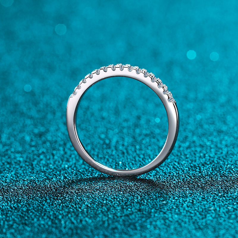 TaiYang GRA 0.15CT Full Band Moissanite Pave Eternity Ring for Women, Luxurious 925 Sterling Silver Wedding Engagement Diamond Ring Jewelry Gift