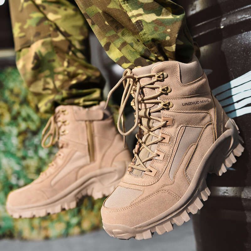 Large Winter Desert Boots High Top Lace up Rubber Sole Outdoor Mountaineering Shoes Men's Tactical Training Martins