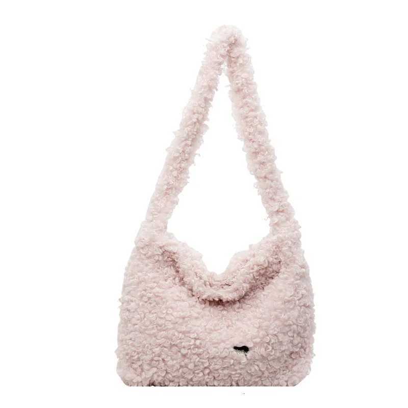 Cute Sweet Small Batch Faux Lamb Wool Tote Bag for Women 2025 Thick Soft Designer Luxury Bag Large Capacity Versatile Shoulder Z251104