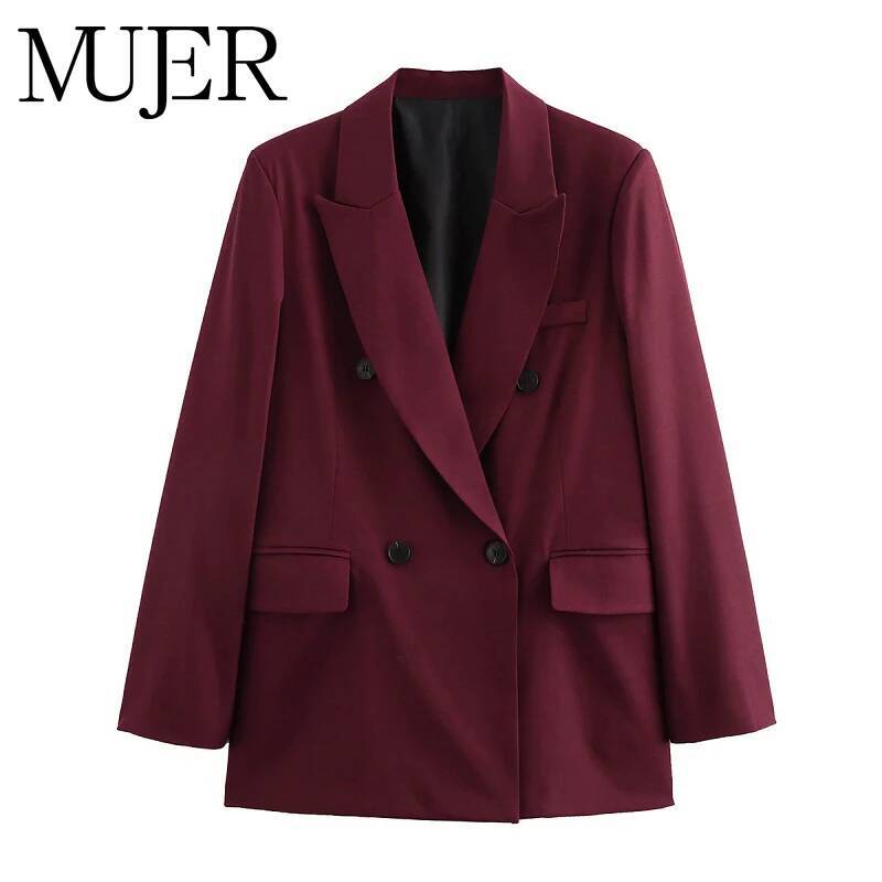 winter jacket women MUJER Straight Women's Blazers Office Woman Long Sleeve Oversized Blazer for Women Outerwears Vintage New Coats