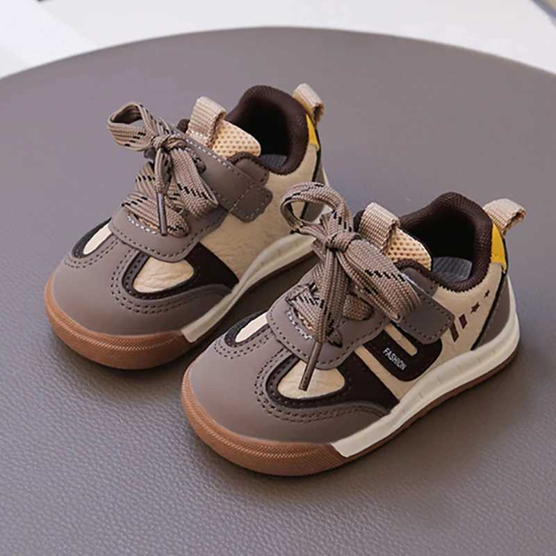 PU Leather Sport Shoes For Children 2025 Trend Fashion Childrens Tennis Shoes Soft-soled Anti-slippery Kids SneakersT251105