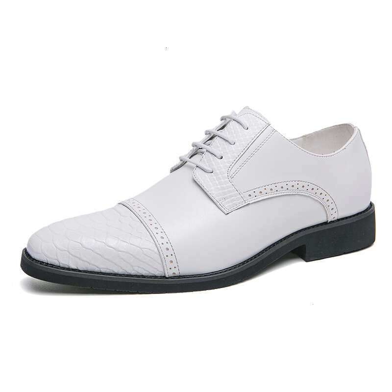 Large White 2023 Spring and Autumn Men's Business Dress 38-46 British Leather Wedding Shoes