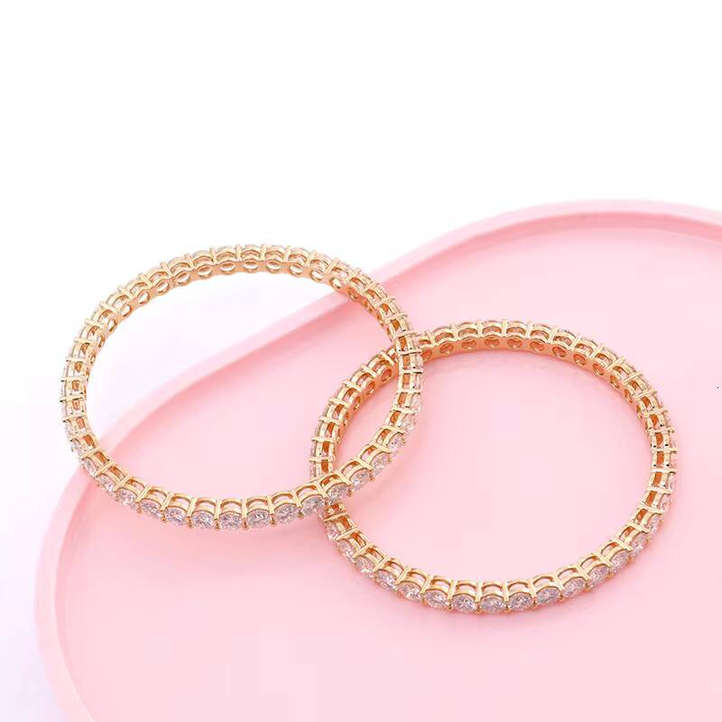 Hip Hop Style AU750 Yellow Gold Tennis BraceletBangles With 45mm Vvs Clarity Moissanite Diamond