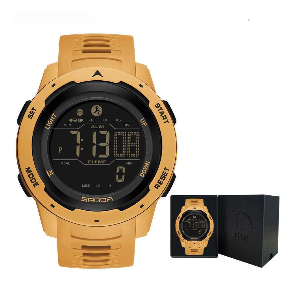 DHwatches Sanda Calorie Pedometer Alarm Clock Waterproof Multifunctional Hiking Sports Military Style Shockproof Smart Watch for Men and Women