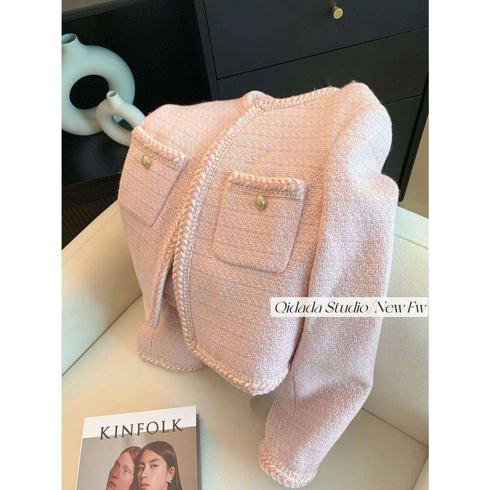 Pink Socialite Style Fragrance Coat 2025 French New Spring Autumn Short Elegant Top Spandex