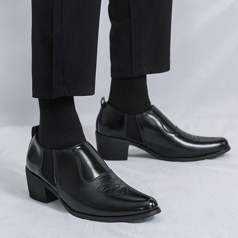 Men's leather shoes with a height increase of 6 centimeters outside the plus size 2024 Spring and Autumn Business Dress Office Groom's Weddi