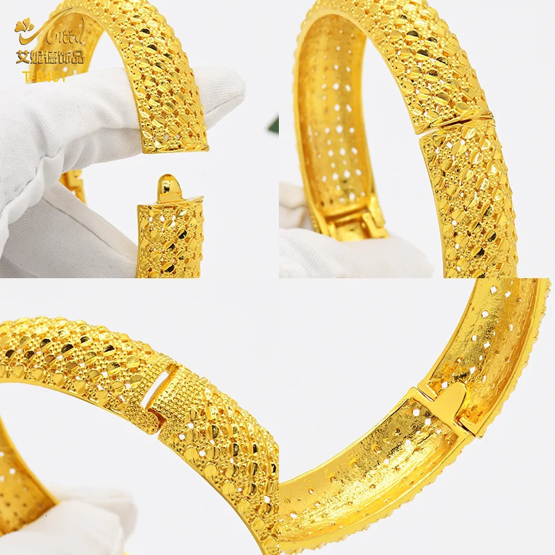 ANIID Dubai Gold Color Bangles For Women Bridal Charm Bracelet Nigerian Wedding Gift African Jewelry Party 251031