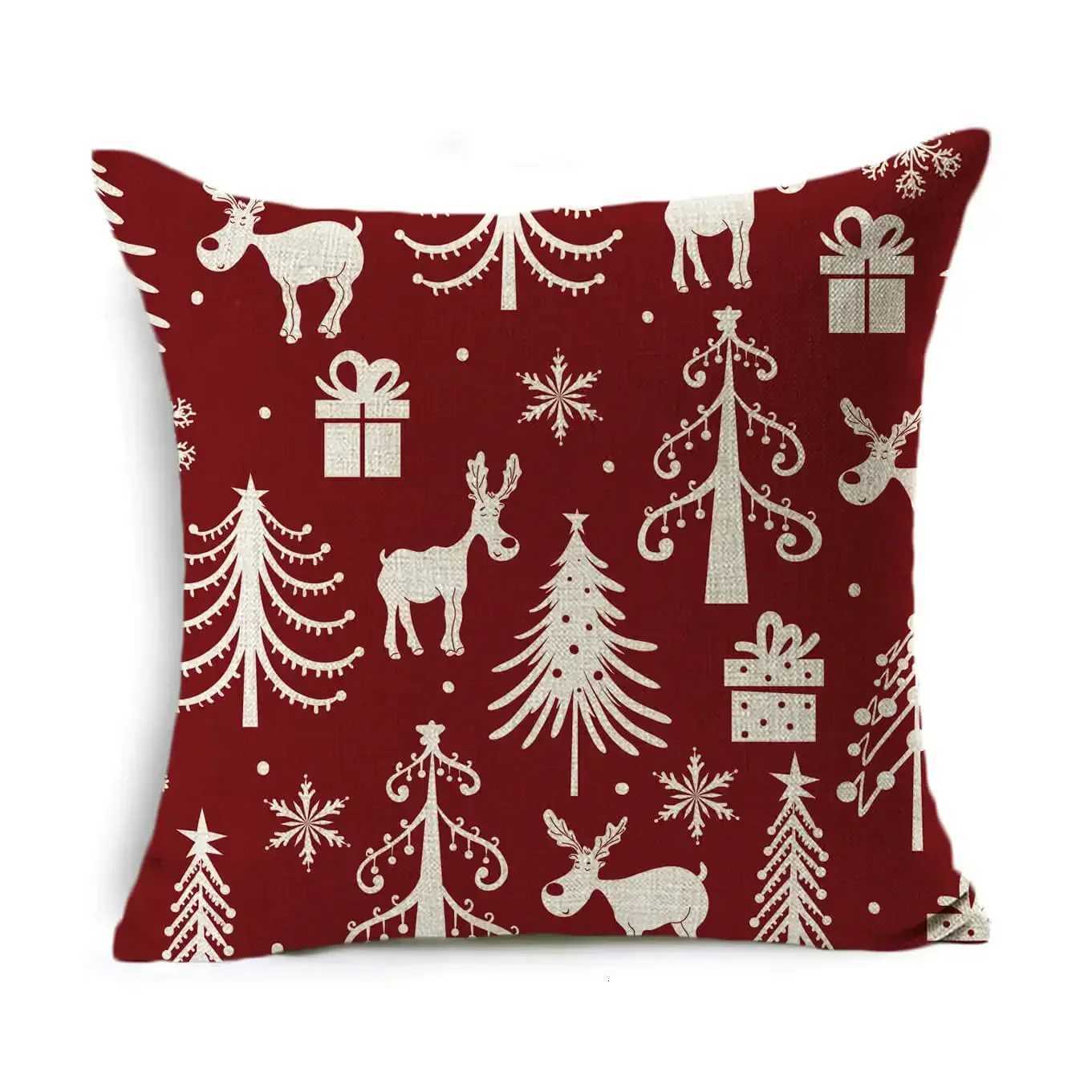 Christmas Cushion Cover Home Decoration Linen Striped Plaid Printed Red 1818 inch Pillow Case Sofa Cushion Car Cushion cover Y251105