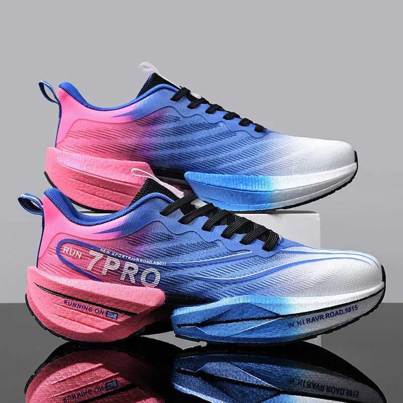 New Mens Carbon Plate Sneakers Outdoor Soft Sole Mesh Sports Shoes Running Shoes Light Anti-Slip Casual Couple Tennis Shoes Y251104