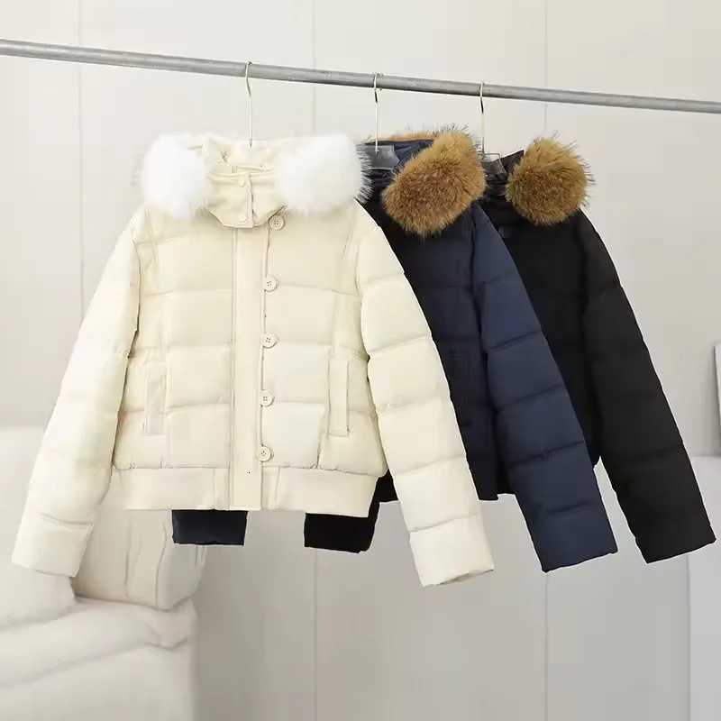 Womens Winter Thick Puffer Cotton Coat Warm Outwear with Faux Fur Removable Hood Short Quilted Jacket Puffy Bubble CoatT251105