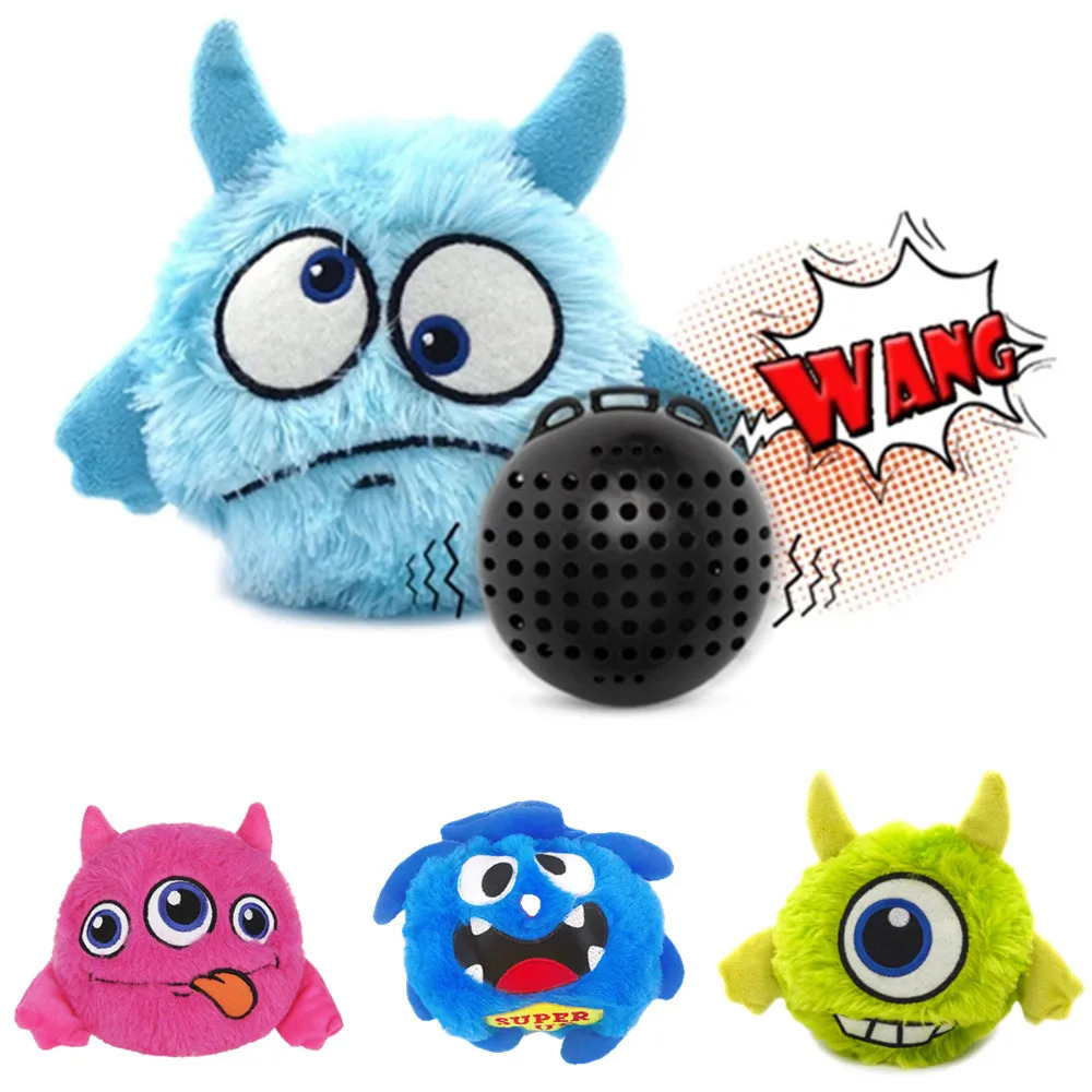 Interactive Dog Toy Bounce Giggle Shaking Ball Dog Plush Toy Electronic Vibration Automatic Motion Sound Monster Puppy Toy 250402