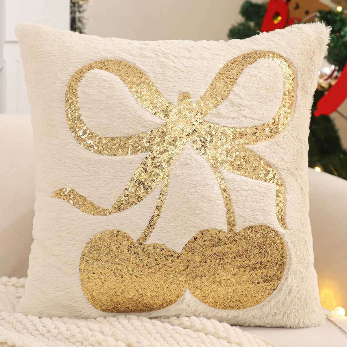 Throw Pillow Cover Christmas Decoration Faux Fur Christmas Tree Reindeer Winter Plush Farmhouse Home Sofa Living Room 1818 in Y251105