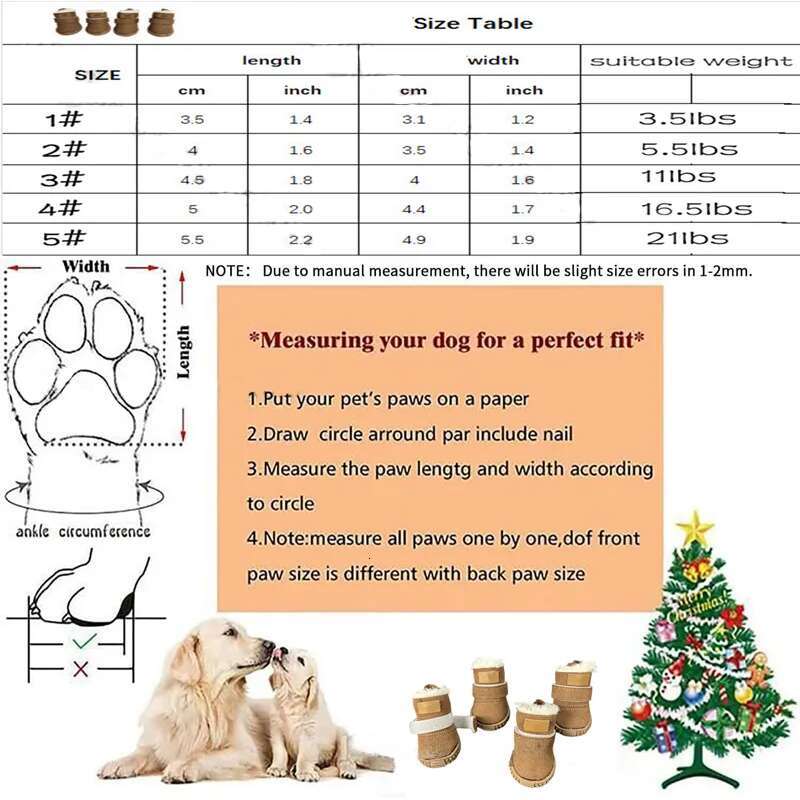 Designer Fashion Pet Antiskid Shoes Apparel Dog Boots Winter Warm Skidproof Sneakers Paw Protectors With Hook Loop Closure Booties 4pcs Set Brown