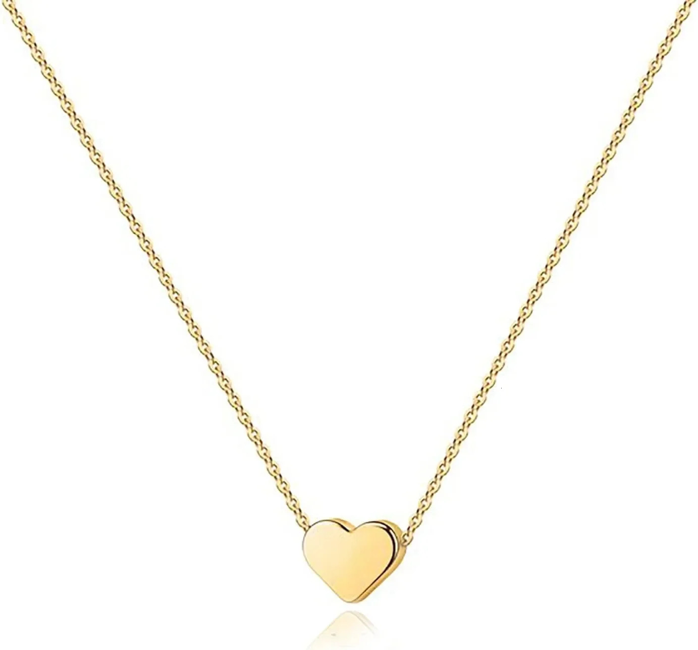 K Gold Plated Heart Necklace Silver Cute Dainty Love Pendant Necklaces for Women Gift Girls 251104