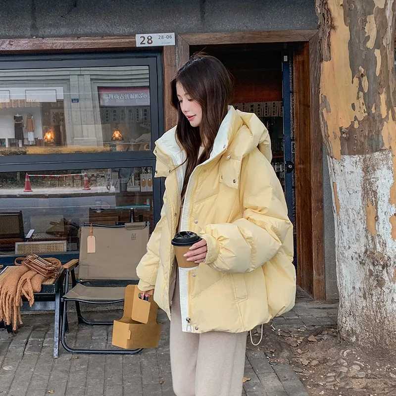 Hooded Down Jackets Women Winter Coats New Korean Style Students Loose Casual Short Thick Warm Quilted Coat Women ClothingT251105