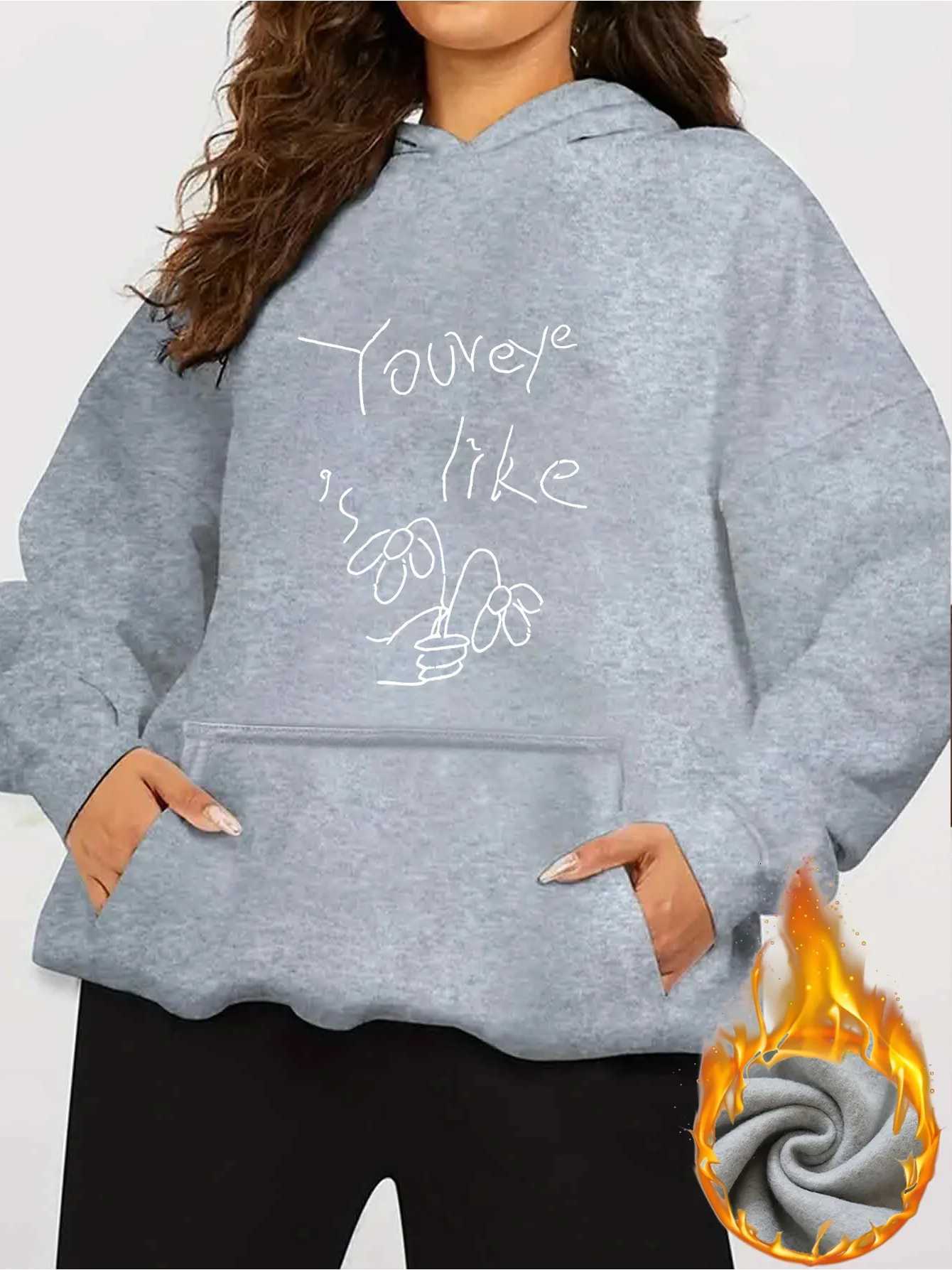 2025 Autumn and Winter Womens Floral and Letter Printed Hooded Sweatshirt Pullover Casual Fashion Retro Personality Y2K TopT251105