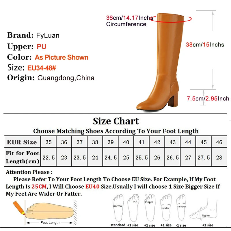 Plus Size 48 Square Toe Knee High Boots Women Side Zipper Winter Warm Long Shoes Comfort Thick Heel 75CM Black Leather Boots 251031