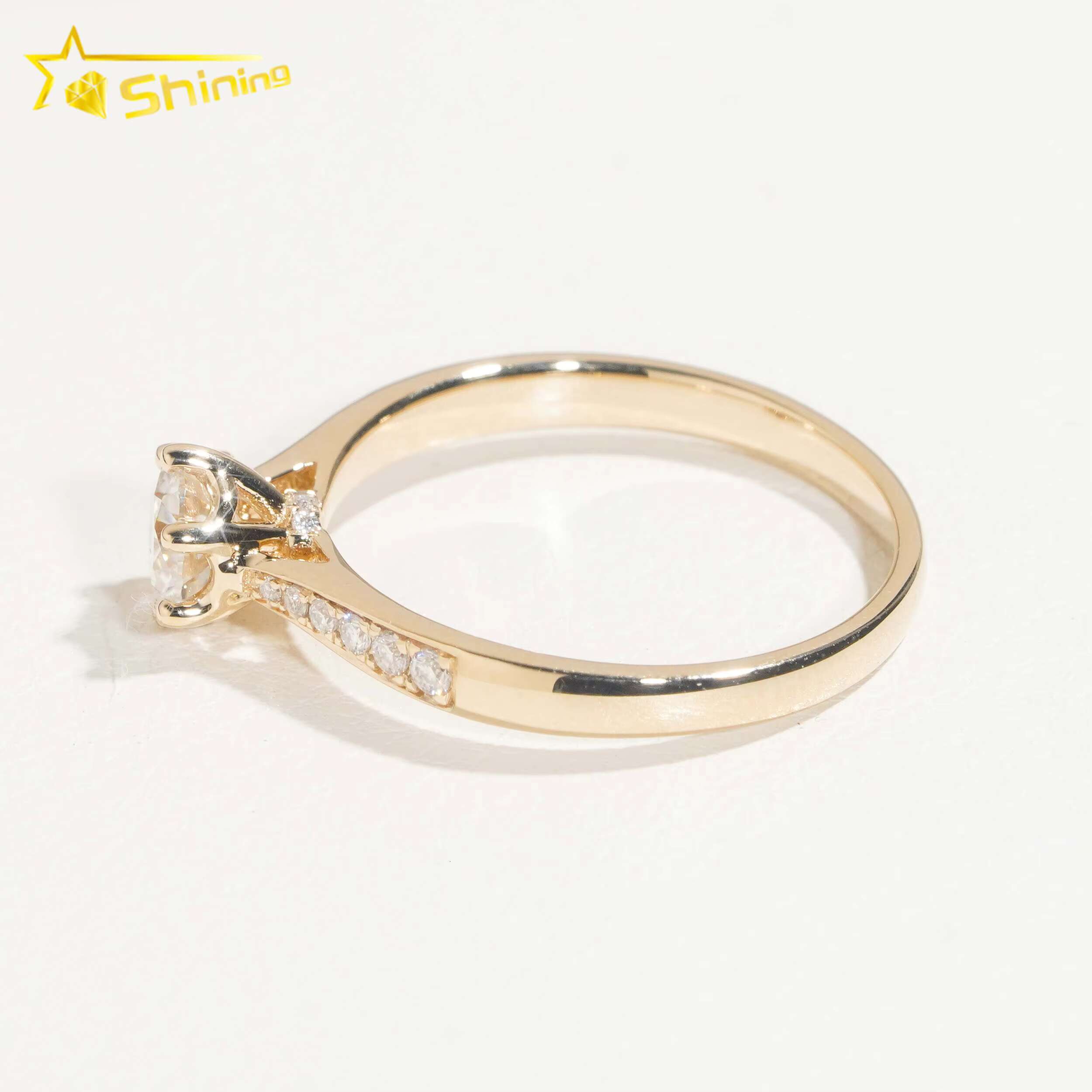 Fine Jewelry Lab Grown Diamond Rings 14K Solid Yellow Gold Diamonds Classical 6prongs Wedding Ring