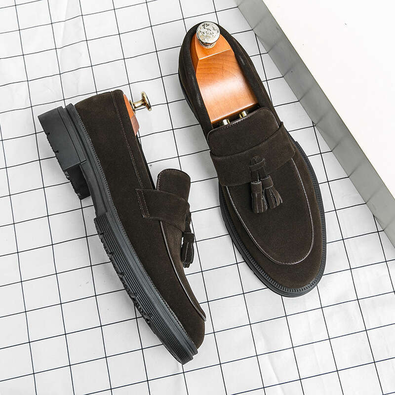 Large size 46 new matte fringed fashionable men's business formal leather shoes, one foot lazy shoes