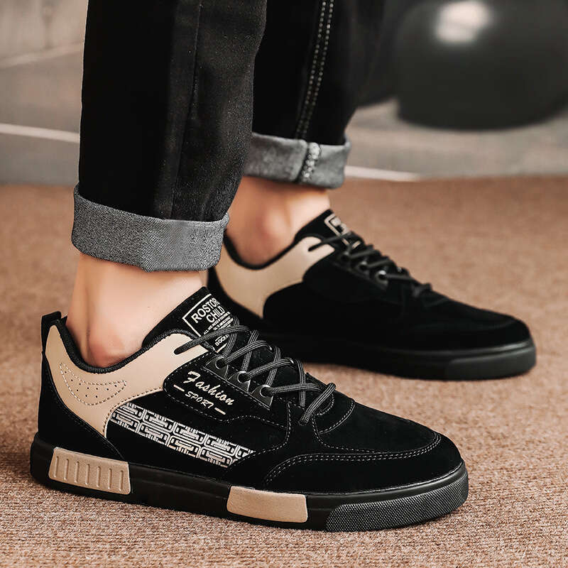 Large suede low top men's four season new casual lace up board shoes, outdoor student trend sports single shoes