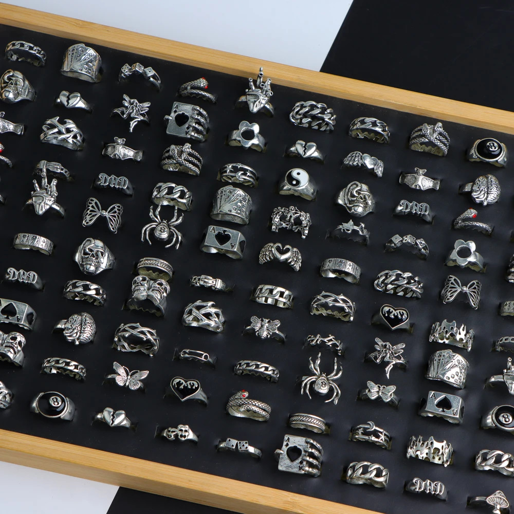 203050PcsLot Fashion Vintage Punk Gothic Rings for Women Men Retro Animal Hop Hip Party Gifts Finger Jewelry Mix Style 251031
